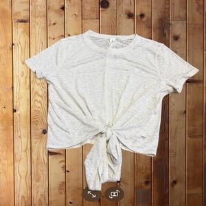 lululemon athletica Cream Tie-Front Short Sleeve Crop Top